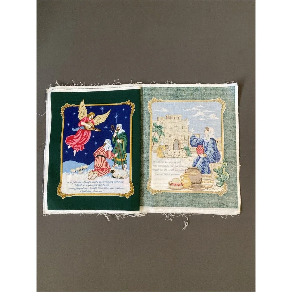 Vintage Christmas Cloth Book Sewing Panel THE NIGHT CHRIST WAS BORN DIY